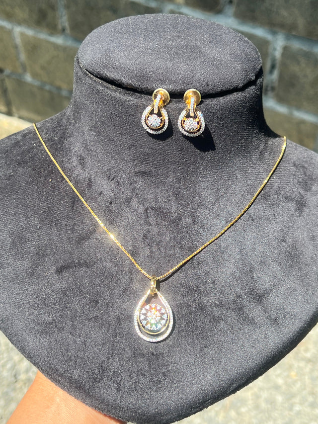 Premium diamond finish party wear pendant set with chain product code D283