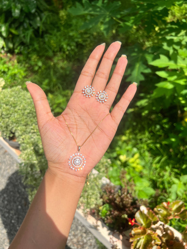 Premium diamond finish GJ polish pendant set with 8pidi box chain product code D250