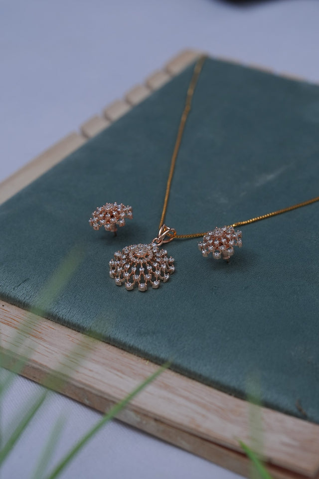Our best seller diamond replica pendant set in  rose gold polish product code N171 (1day dispatch time)